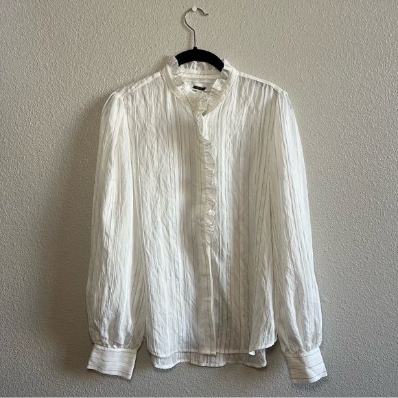 NWT Madewell Ruffled Button-Up Top White Women’s Large - Picture 5 of 12